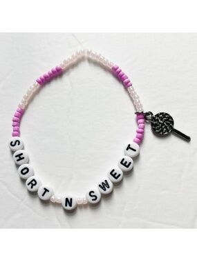 Sabrina Carpenter Short N Sweet Beaded Friendship Bracelet Pink & Silver